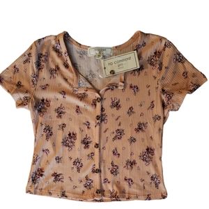 No Comment NWT Peach Floral Top Size 14